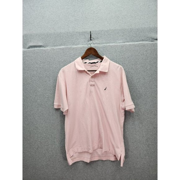 Nautica Mens Pink Polo Shirt Size L 100% Cotton Short Sleeve Embroidered Logo - Picture 1 of 4